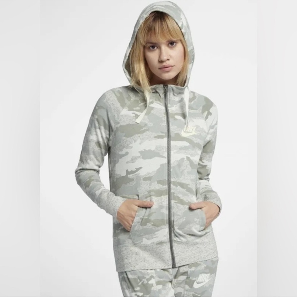 Nike Grey Camo Zip up Hoodie